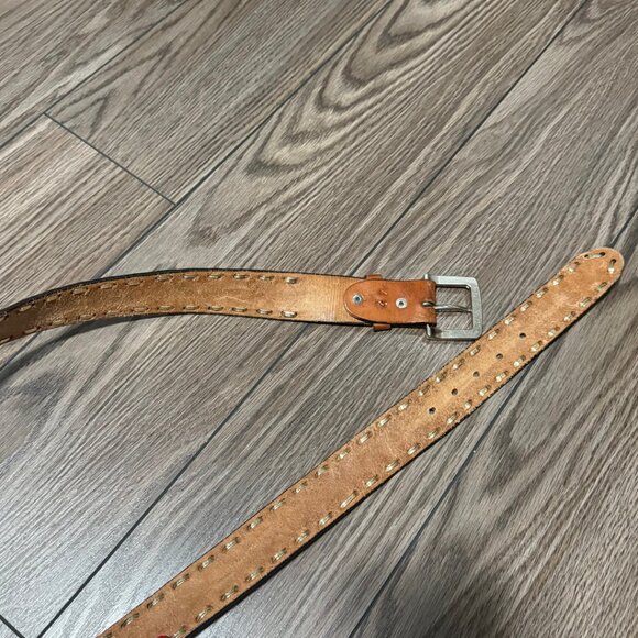 Vintage Tooled Leather Belt with Eagles and Painted Details - Size 42 - Picture 6 of 10